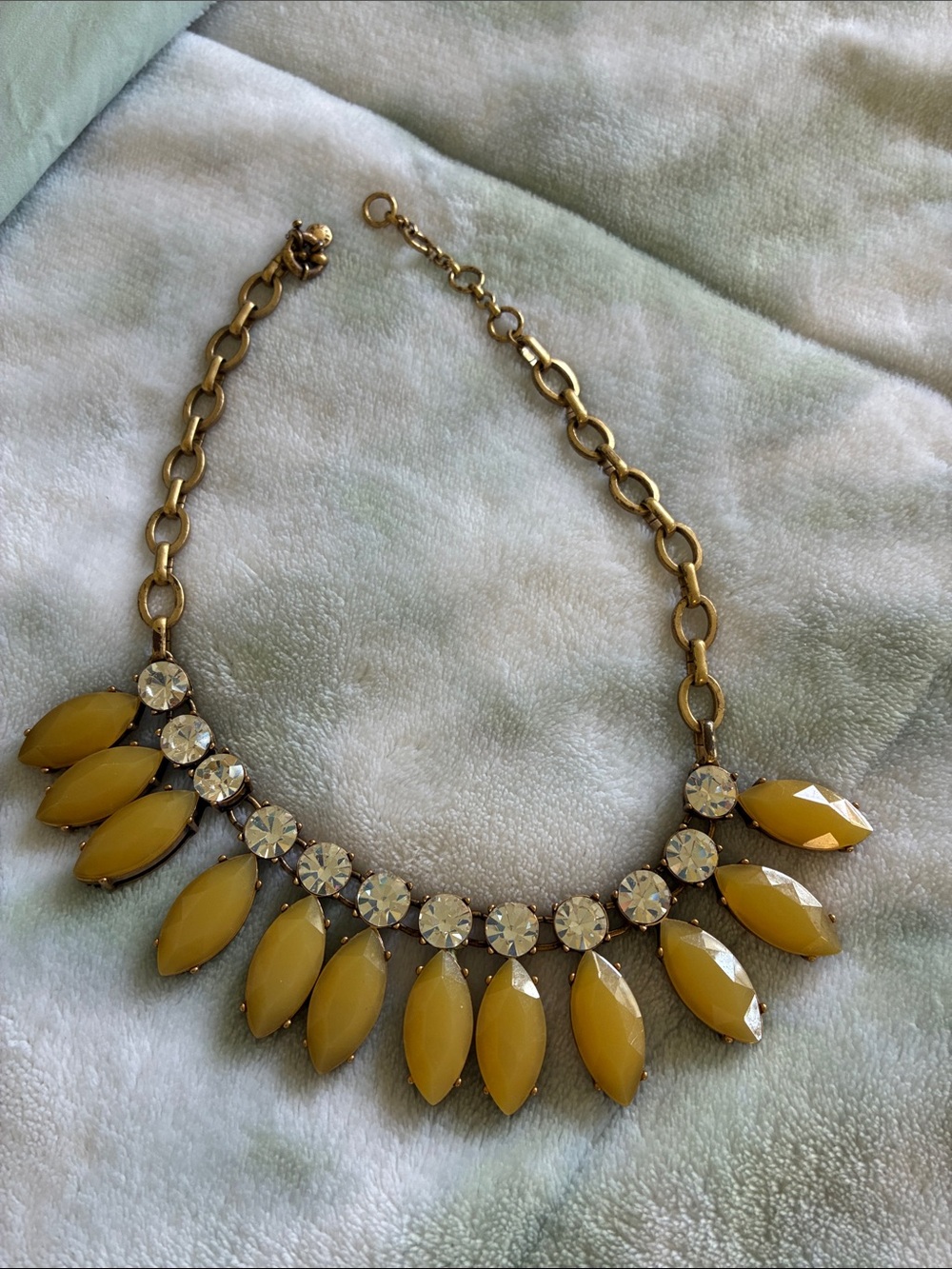 J. Crew Yellow and Clear Crystal Bib Necklace